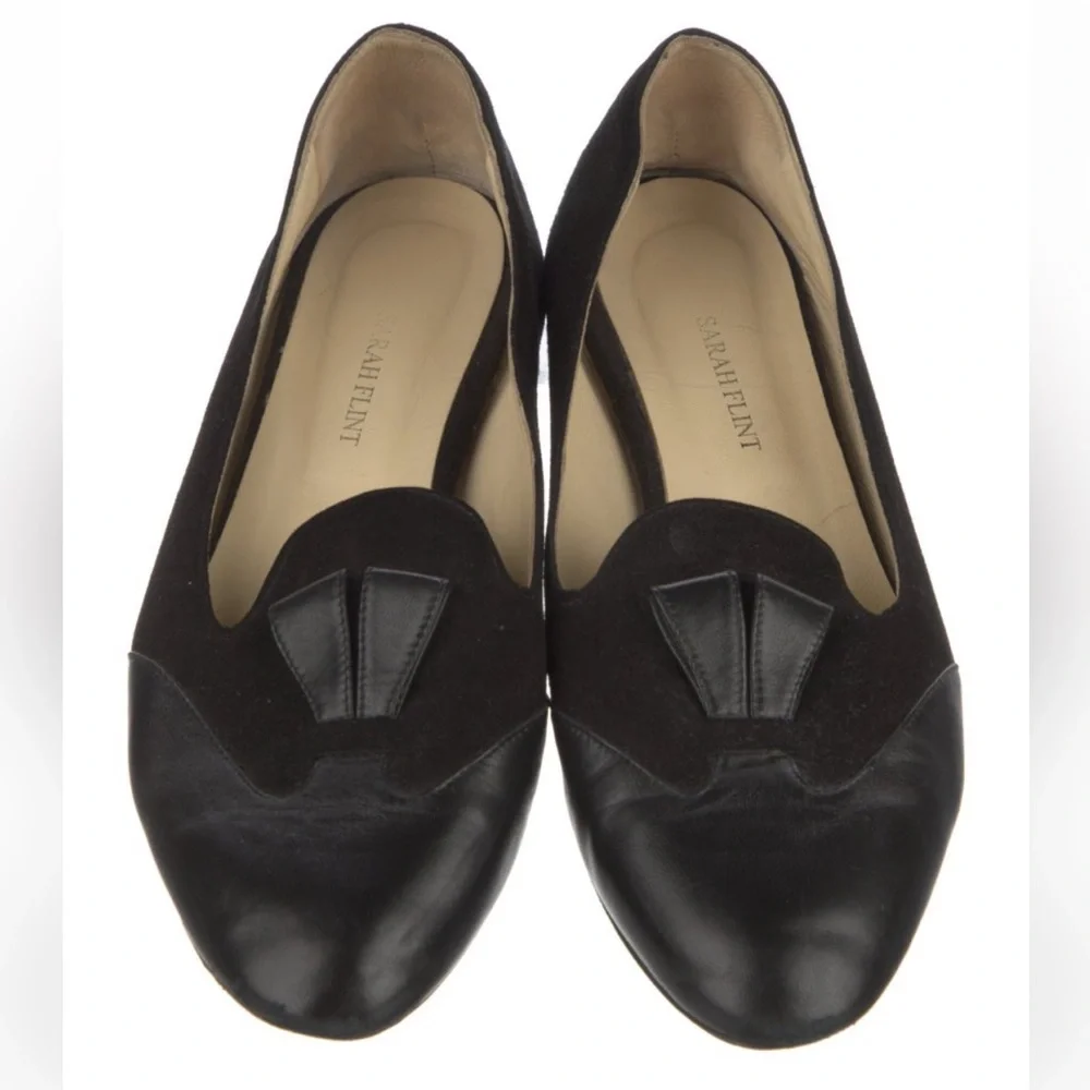 SARAH FLINT Bennet black suede leather loafers flats 39 Italy - Picture 2 of 8